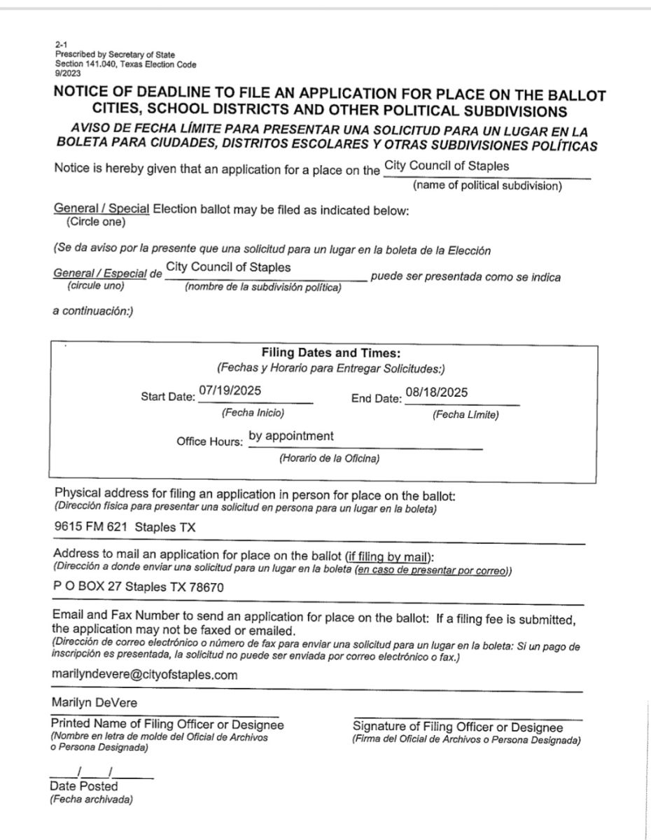 Application for place on ballot